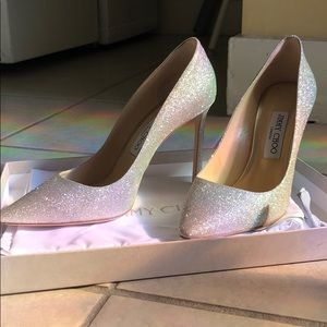 Jimmy Choo Romy 100 in Platinum Ice 38